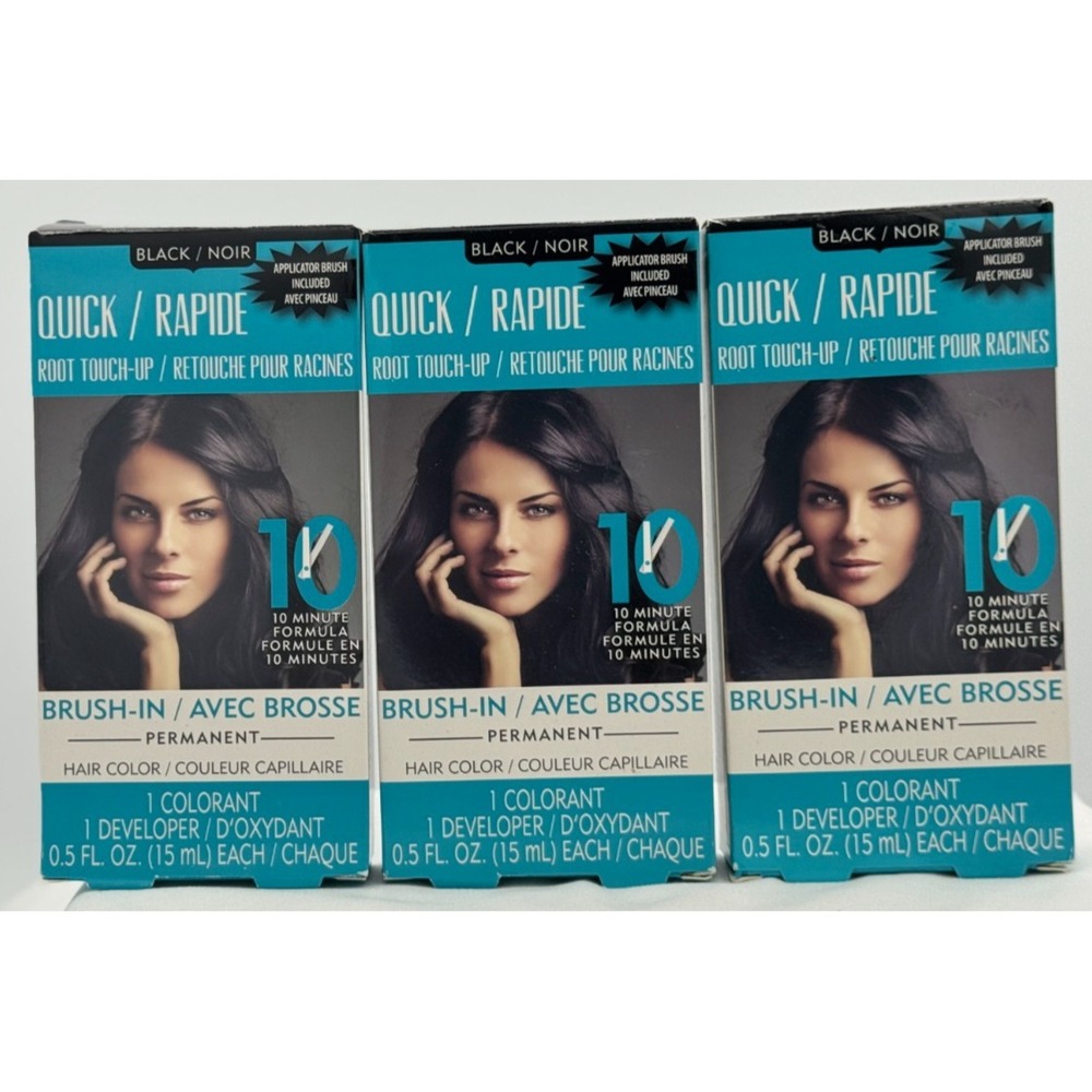 (3) Quick Rapide Permanent Hair Color  - Root Touch Up - Black Noir - NEW IN BOX
